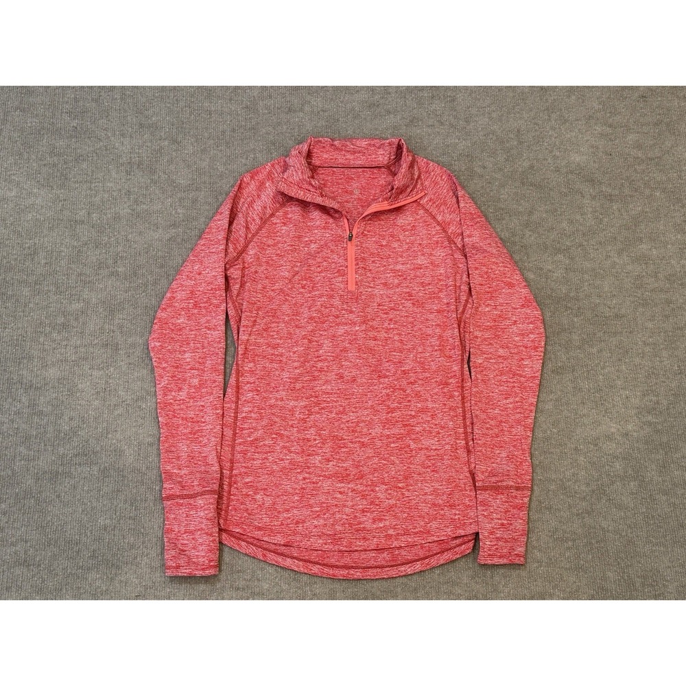 Tangerine Top Sz Medium 1/4 Zip Athletic Yoga Thumb Holes Red Salmon Gorpcore
